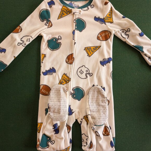 Bundle of Carter's Boy's Football Full-zip, Fleece, Footed Pajamas 5T 💙 - Picture 2 of 5